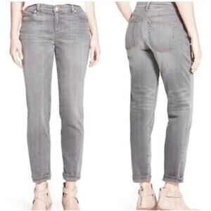 Eileen Fisher Organic Cotton Stretch Ankle Jeans Sz 14 P Gray Old Money Straight
